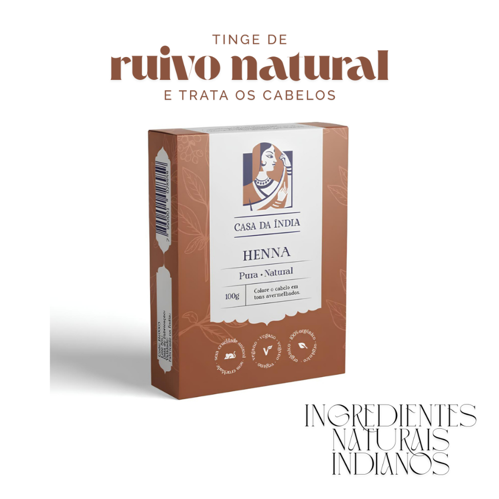 HENNA 100% NATURAL CASA DA INDIA - Ruivo natural, crescimento