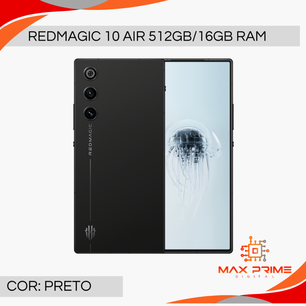 Redmagic 10 AIR 5G, Câmera dupla 50MP, 256GB/12 e 512/16GB RAM