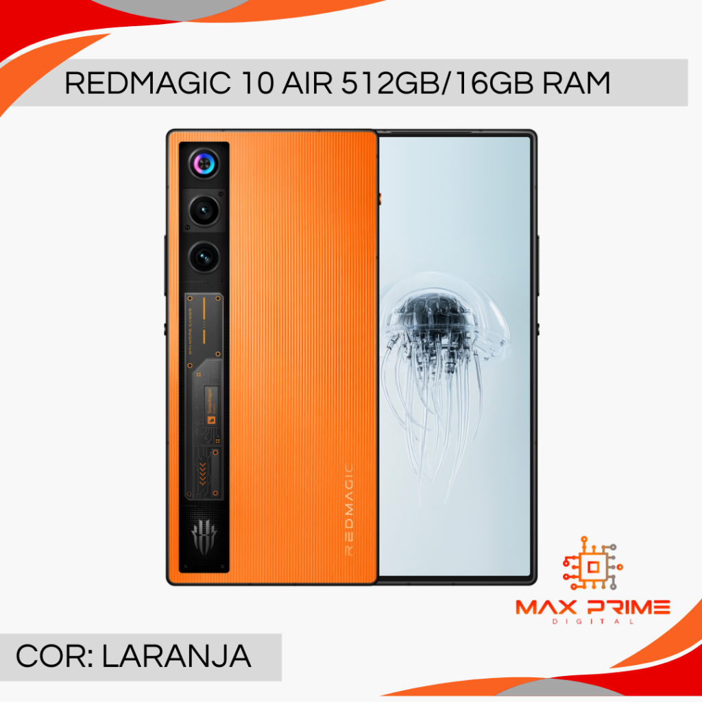 Redmagic 10 AIR 5G, Câmera dupla 50MP, 256GB/12 e 512/16GB RAM
