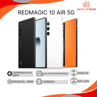 Redmagic 10 AIR 5G, Câmera dupla 50MP, 256GB/12 e 512/16GB RAM, Processador Snapdragon 8 Gen 3 Versão Global