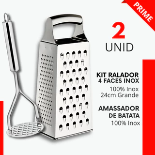 Ralador 4 Faces Kit 2 ou 1 Peça 24cm Inox + Amassador de Batata Rala Queijo Espremedor de Batata em Oferta na Shopee