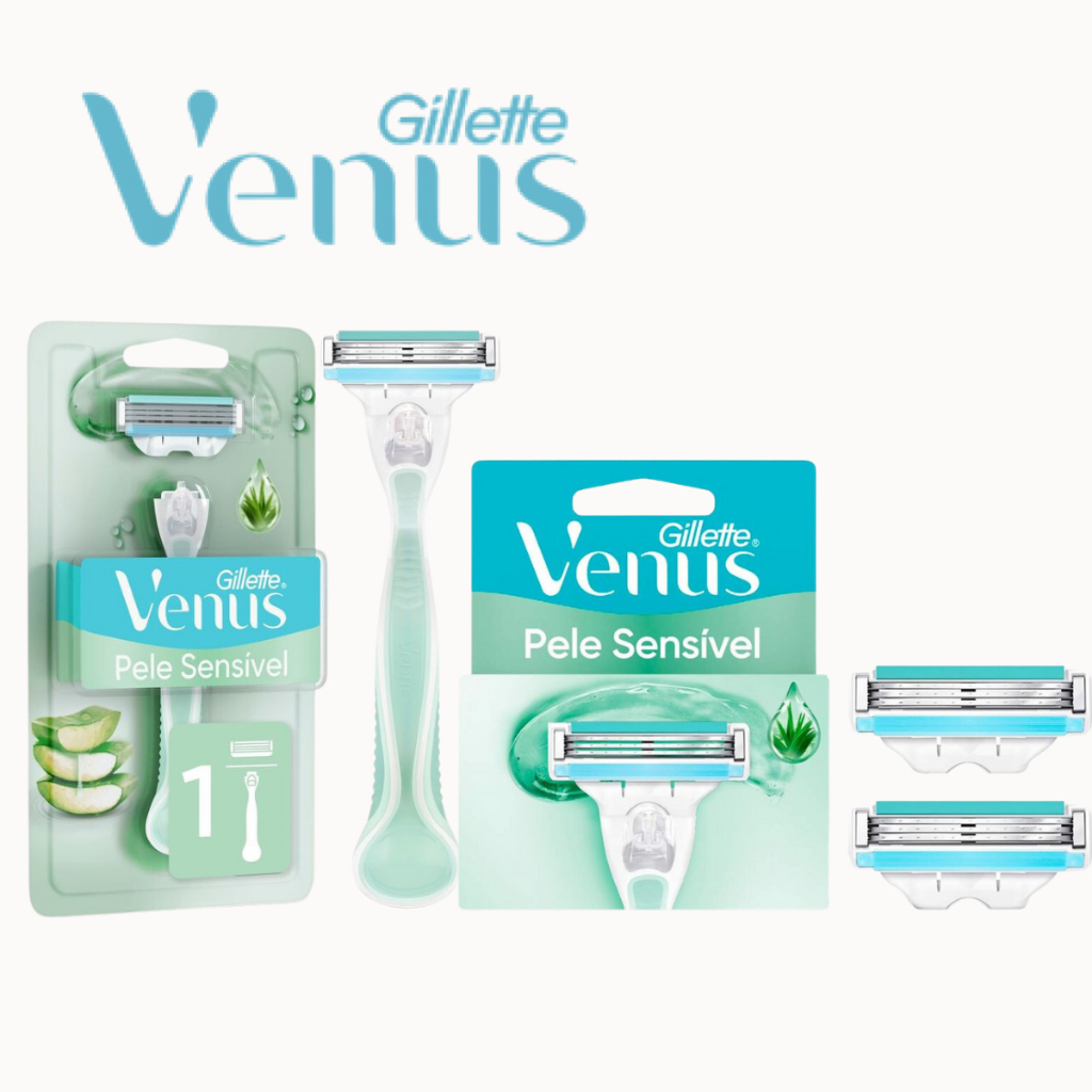 Kit Gillette Venus Pele Sensível Com Aloe Vera 1 Unidade + Carga com 2 ...