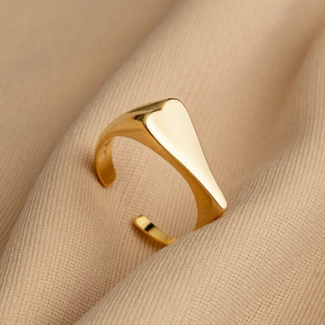 Anel Coração Regulável Feminino Ouro 18k Ou Prata 925