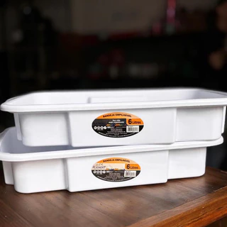 Kit 10 Bandejas Plástico 6 Litros Empilhável Para Armazenar Carnes Salgados Alimentos Cozinha