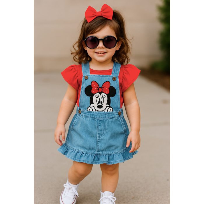 Jardineira Jeans Infantil Minnie Menina Bebê Shopee Brasil
