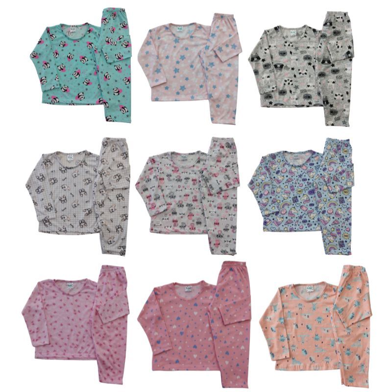 Kit Sortido 6 Peças Pijama, 3 conjuntos Inverno Infantil Menina Tamanho 1/2/34/6/8/10Anos em Oferta na Shopee