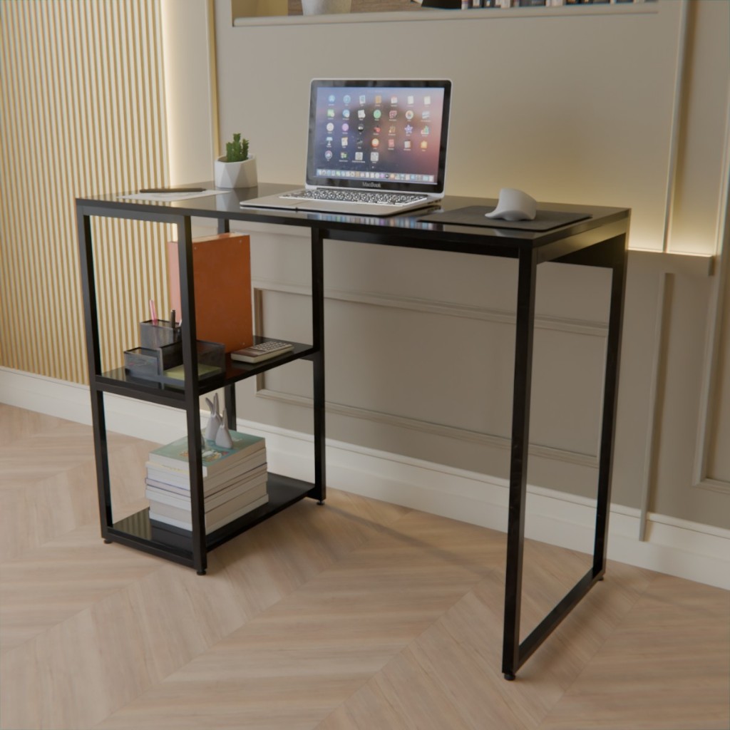 Mesa Escrivaninha Com Prateleira Industrial 100CM