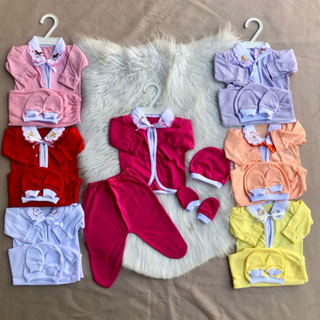 Pagão Completo Bordado na Gola RN Menino e Menina Reborn roupa de Recem Nascido 5 Peças 100% Algodão em Oferta na Shopee