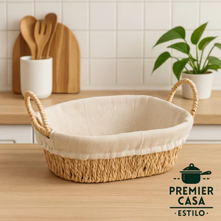 Cesta Oval C/ Alça Em Papel E Forro Tecido 27x20x12cm- Wolff