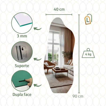 Espelho 1 metro grande de vidro decoração 