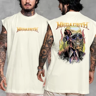 Camiseta regata machao oversized masculino banda de rock megadeth streetwear em algodao unissex Longline