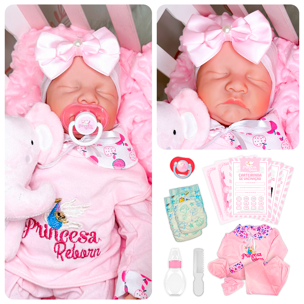 Boneca Bebê Reborn 100% Silicone Realista + Itens Bolsa Maternidade