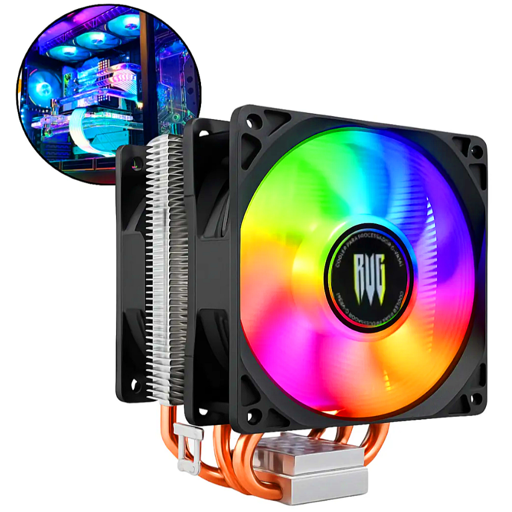 Cooler Duplo Rgb Muito Silencioso Led Colorido Cpu Am5 Am4 Am3 775 1150 ...