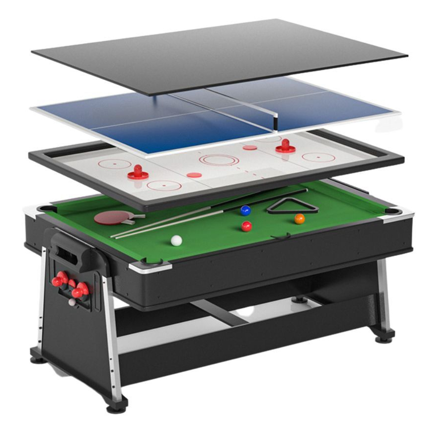 Mesa Multijogos 4 em 1 210cm Completa Air Hockey 220V Sinuca Ping