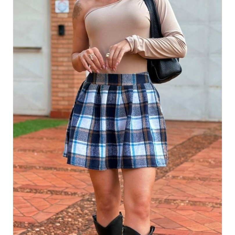 Saia Xadrez Festa Junina Colegial Estampada Rodada Feminina Adulto