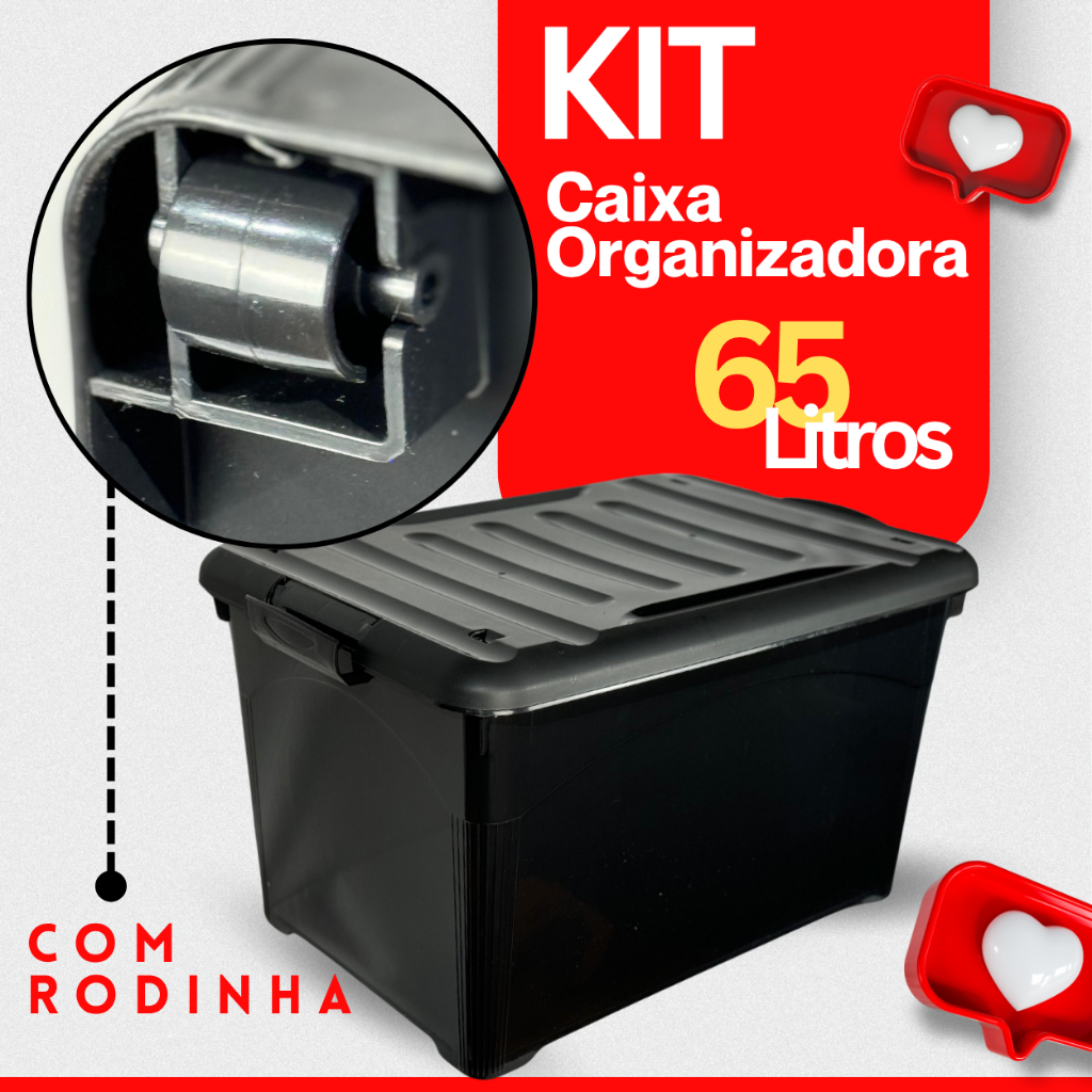 Container Com Rodinhas Caixa Organizadora Com Tampa Grande Kit 65 ...