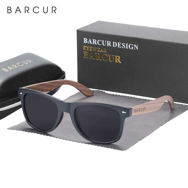 Óculos De Sol Polarizados Proteção UV400 BARCUR Natural De Madeira, Gloss