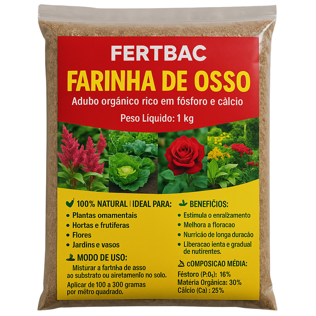 Farinha de Osso 5 kg Adubo Orgânico Natural Rico em Fósforo e Cálcio ...