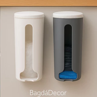 Porta Sacolas Adesivo Sem Furo para Cozinha ou Armário Branco/Cinza – Plástico Resistente