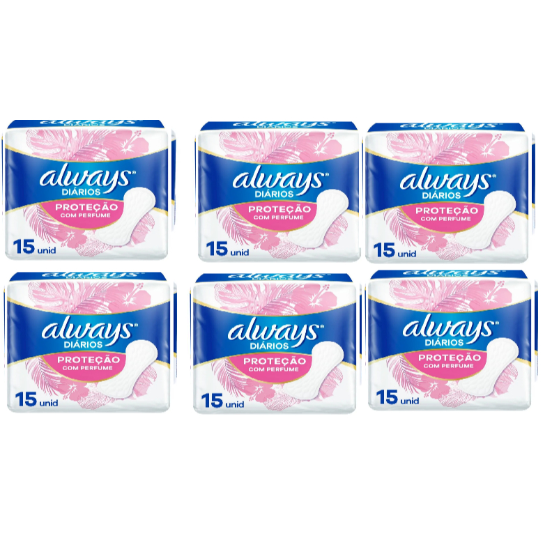 Kit 6 Absorvente Always Protetor Diario Regular c/90un | Shopee Brasil
