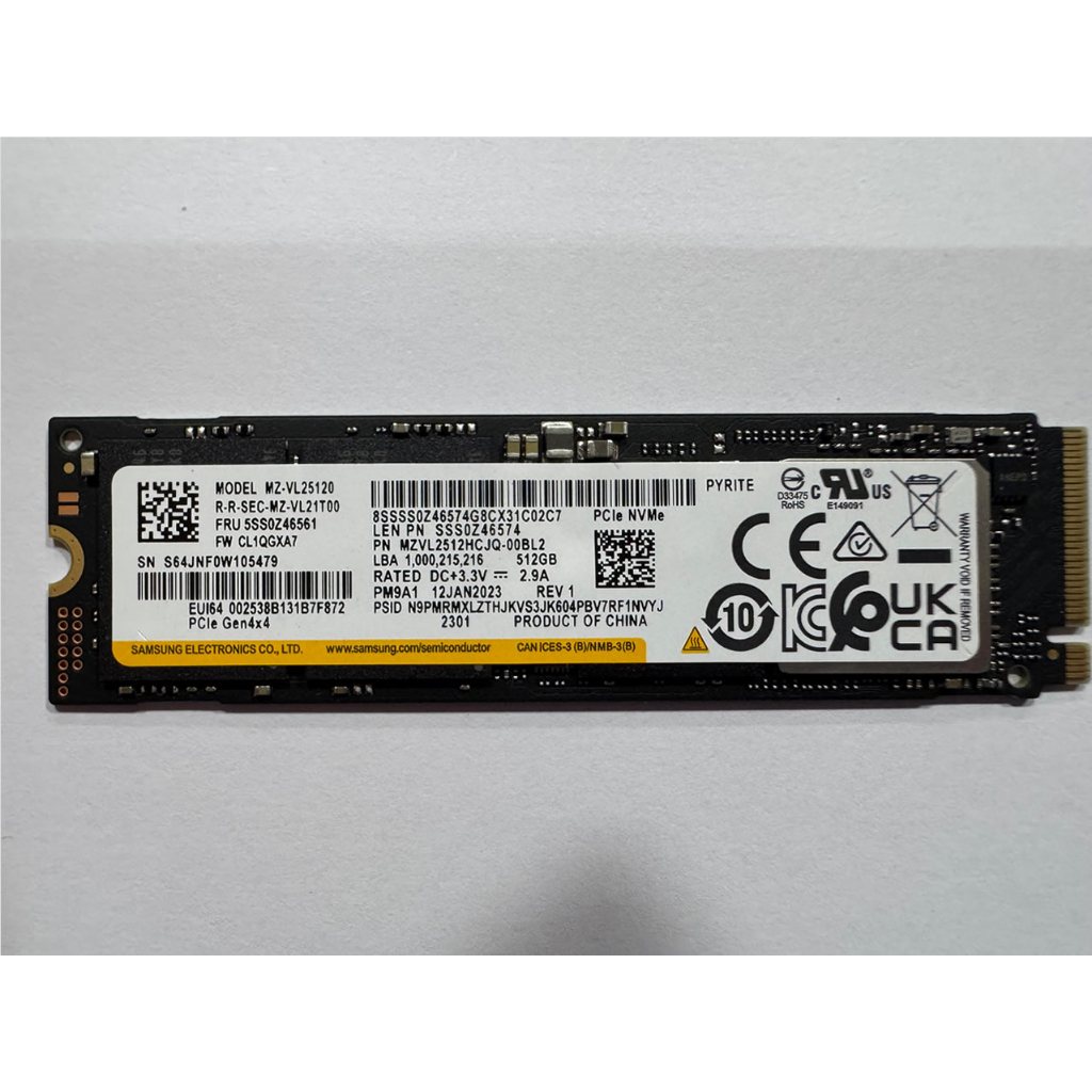 NVME SAMSUNG MZ-VL25120 2280 512GB OEM LEITURA: 6900MB/S ESCRITA