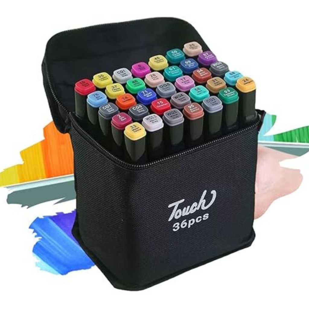 Kit Canetinha Touch 36 Cores Caneta Colorida Ponta Dupla + Estojo ...