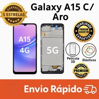 Tela Display Frontal Galaxy A15 4G - 5G Com Aro / Sem aro - Qualidade Super Premium + Película 3D + Elásticos