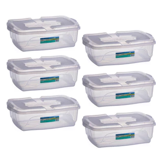 Kit Caixas Organizadoras 12L Plástico Transparentes com Tampa Para Roupas Brinquedos Sapatos