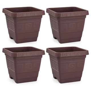 Kit 4 Vasos Quadrados 18L Grandes para Horta, Jardim, Flores, Plantas e Ervas – Plástico Reforçado