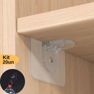 Kit Suporte Adesivo para Prateleira Mão Francesa Transparente - (Aguenta 5kg) em Oferta na Shopee