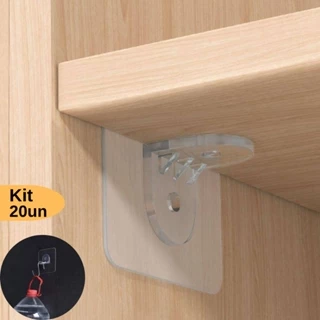 Kit Suporte Adesivo para Prateleira Mão Francesa Transparente - (Aguenta 5kg) em Oferta na Shopee