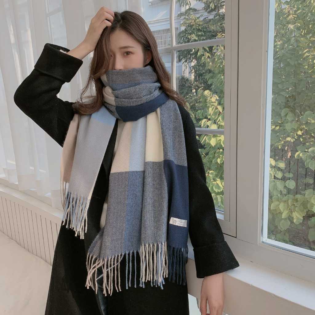 Cachecol grosso Lenço Echarpe Xadrez Quadriculado Feminina Inverno ...