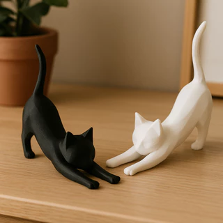 Dois Gatos Decorativos Minimalistas Escultura Decoração Moderna Quarto Sala Presentes Felinos