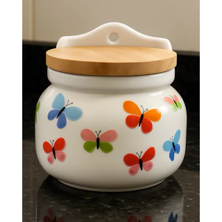 Saleiro de porcelana - 500gr - Borboletas Coloridas