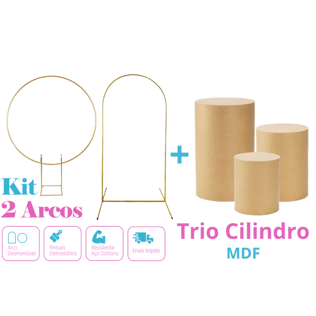 Kit Decoração de Festa Trio Cilindro MDF + Kit Arco Romano e Arco ...