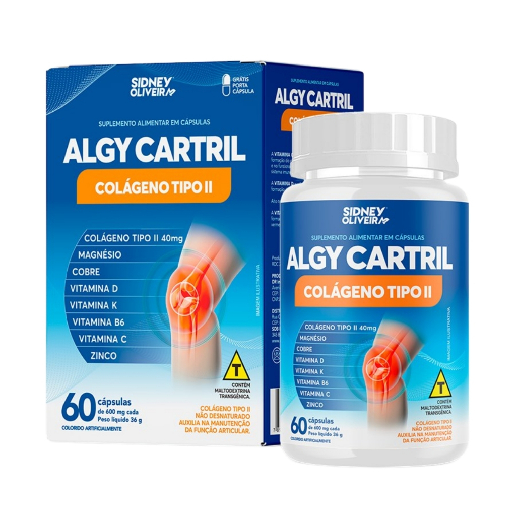 Colágeno Tipo II + MDK Algy Cartril 60 cápsulas Sidney Oliveira ...