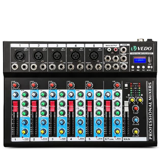 VEDO 7 Canais Console De Mixagem Profissional Mixer Portátil Mixagem De Som Mesas De Som Console Play Record em Oferta na Shopee