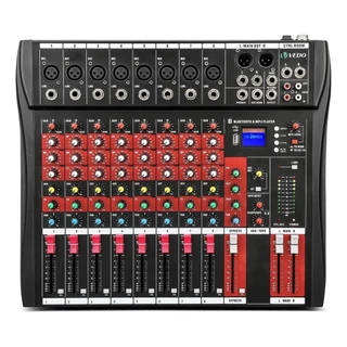 VEDO 8 Canais Misturador De Som áudio Mesas De Som Console De Mixagem Profissional DJ controlador Tela LCD Com luz em Oferta na Shopee