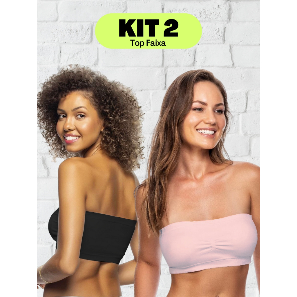 Kit 2 Sutiã Bustiê Soutien Top Faixa Tomara Caia Com Bojo