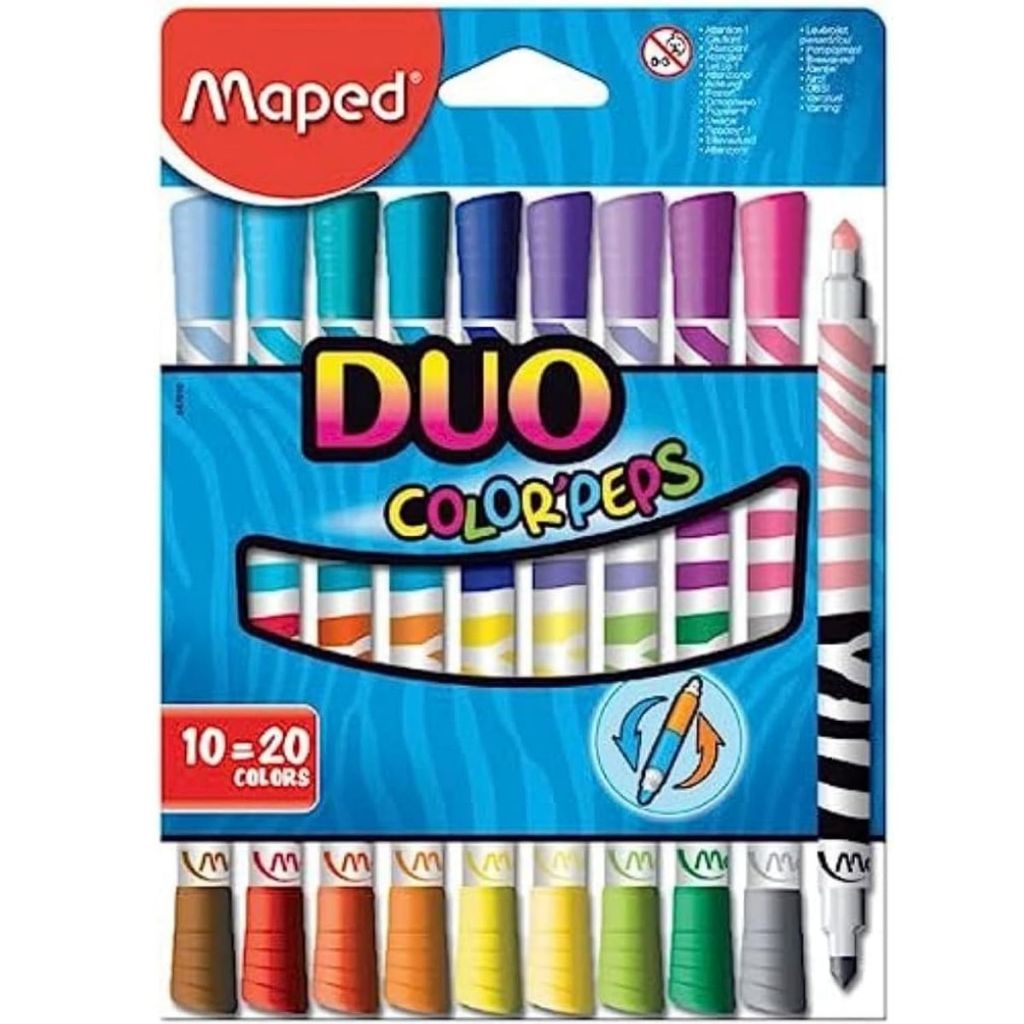 Cenetinha Maped 20 Cores Ponta Dupla Color Peps Kit 10 Unidades Super ...