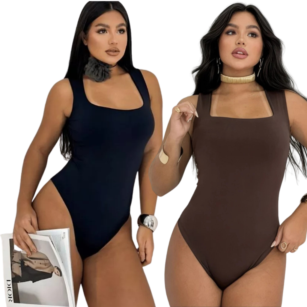 Body Feminino Collant Blusa Decote Quadrado Shopee Brasil