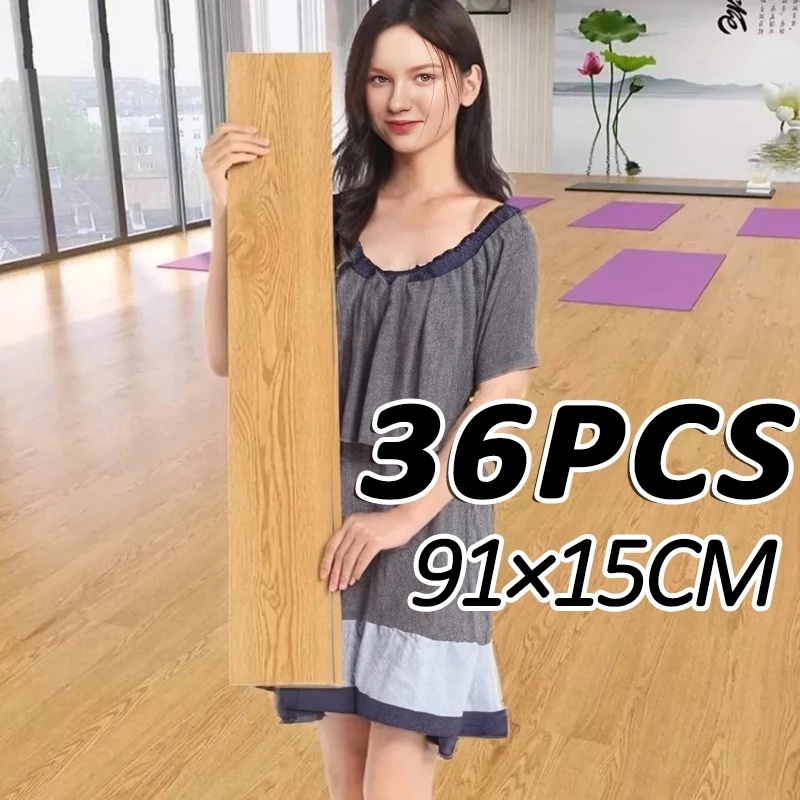 5㎡ Adesivo de Piso Madeira Moderno Antiderrapante Lavável 91,4x15,2cm vinílico