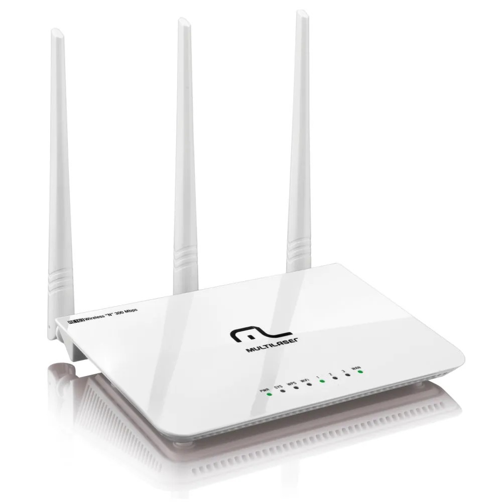 Roteador Wi-Fi Multilaser RE163 – 300 Mbps | 3 Antenas USADO COM FONTE