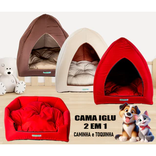 CAMA IGLU OCA SUPER LUXO MICROFIBRA 2 EM 1, CAMA PETS, PARA CACHORRO E GATO TÚNEL 45cm x 45cm