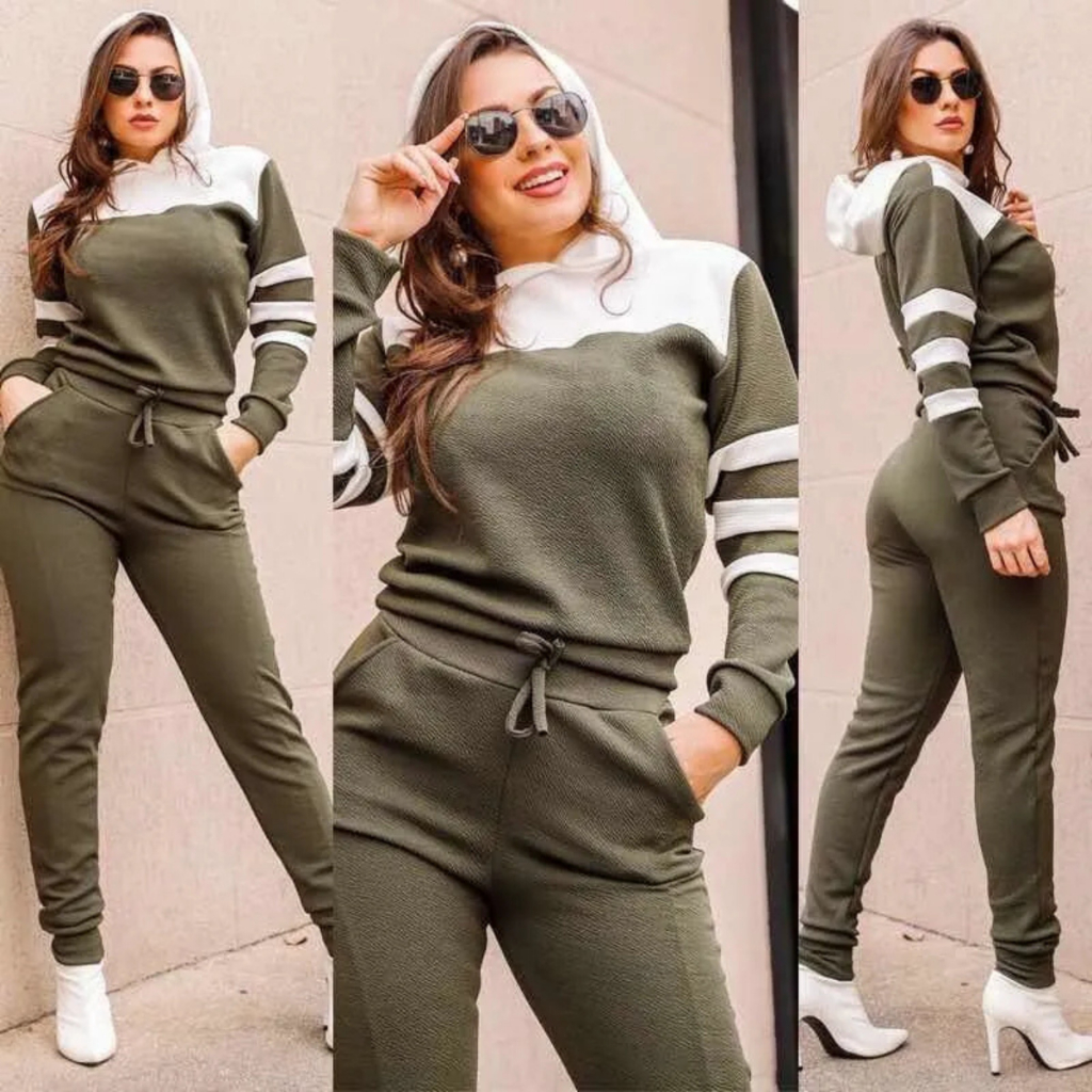 conjunto moletom inverno feminino DIVERSAS CORES | Shopee Brasil