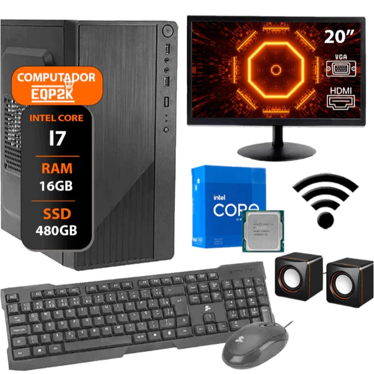 PC Gamer Completo I7, 16GB RAM, GTX 1050TI 4GB, SSD 120Gb HD 1TB