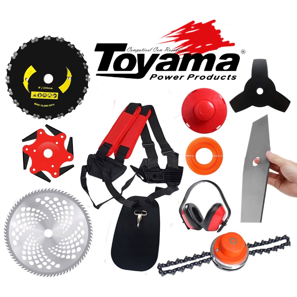 Kit 10 Acessórios Roçadeira Toyama Tbc43/52/26/33 - RT43/52 Lâmina
