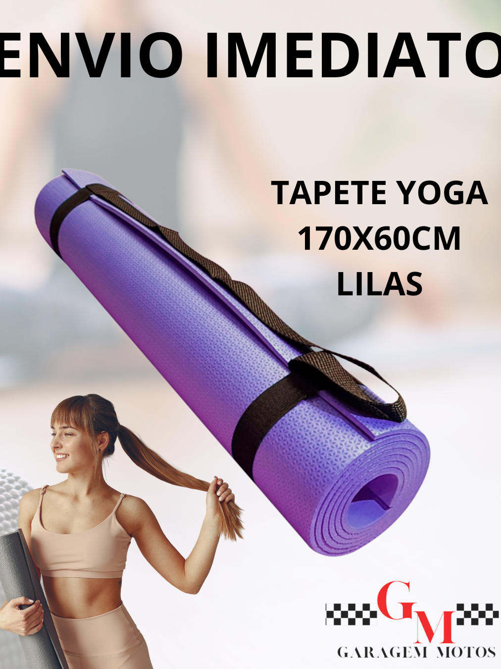 Tapete de Yoga Antiderrapante 170x60cm 5mm–Confortável, Lavável ...