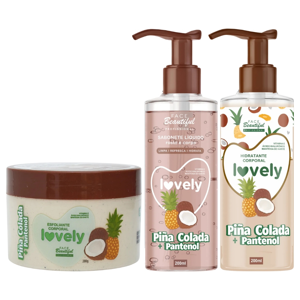 Kit 3pçs Piña Colada Esfoliante, Hidratante e Sabonete Liquido Corpo e ...
