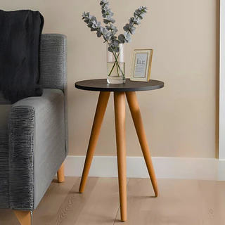 Mesinha De Centro Canto Cabeceira Redonda Pés Palito Pequena Decorativa Sofá Sala Quarto Madeira Mdf